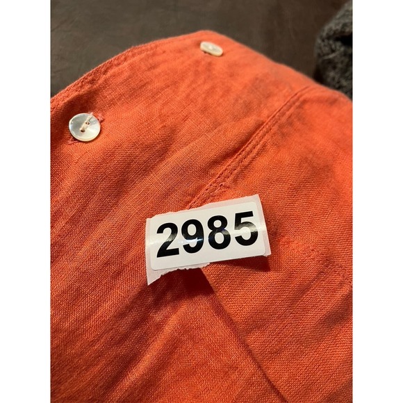 Banana Republic Womens Orange 100% Irish Linen Button Down Shirt Size S - Picture 9 of 9